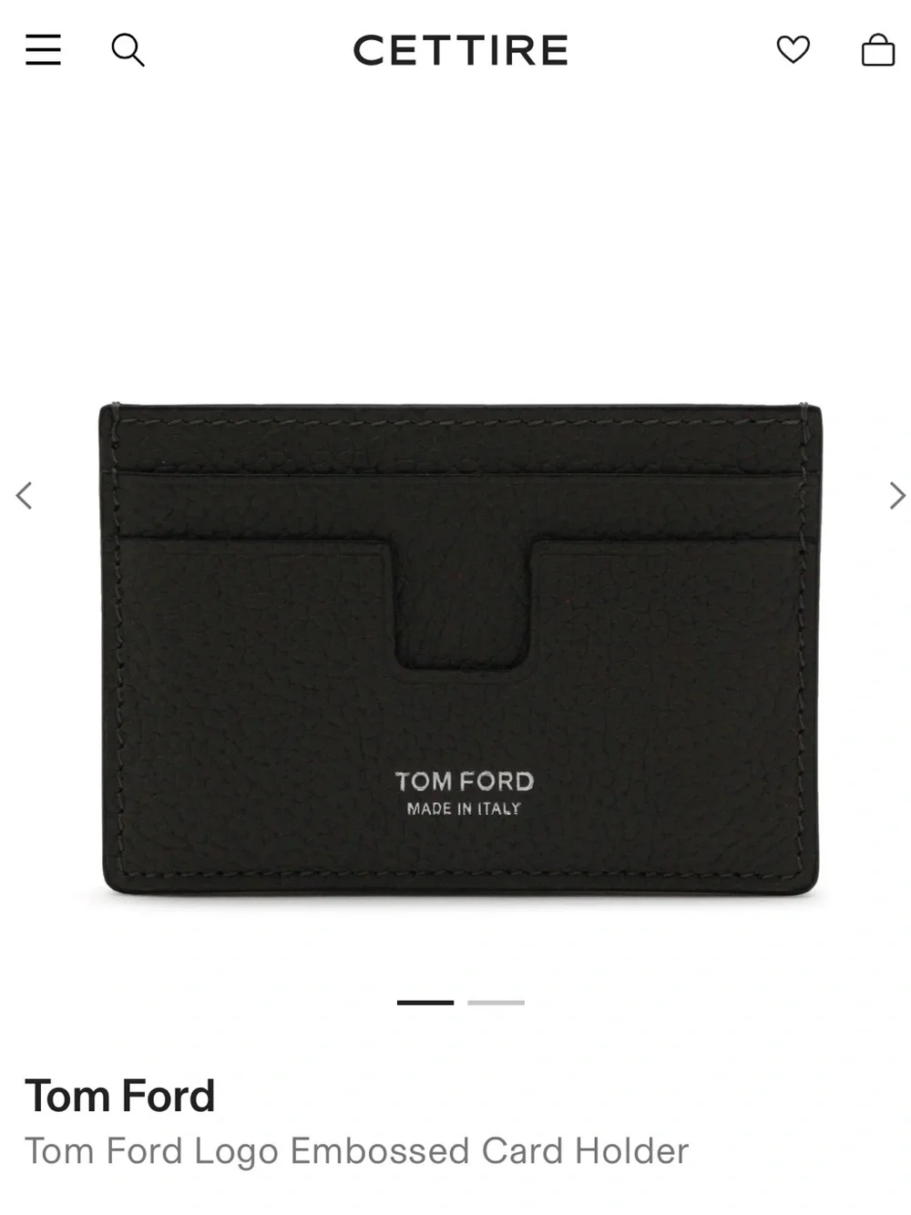 Tom Ford Black Pebbled Leather Card Sleeve with Logo